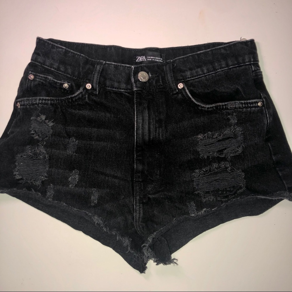 Zara black denim shorts